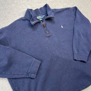 Polo Ralph Lauren Sweater Mens 3XB Blue 1/4 Zip Knit Pullover Pony Causal Jumper